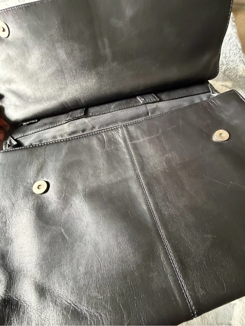 Heritage Black Leather Briefcase with Silver Lock